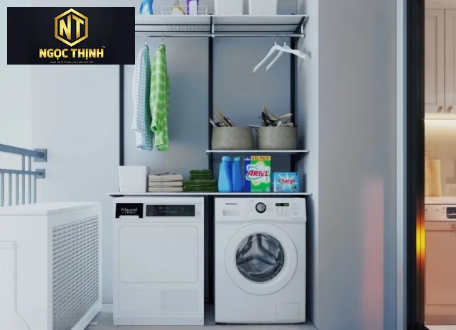 TỦ MÁY GIẶT KẾ HỢP TỦ TIỆN LỢI GỌN GÀNG ĐA NĂNG MẪU 05